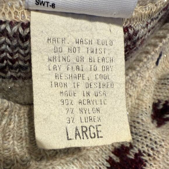 Vintage Sweater Bazaar Crewneck Snowflakes Knit Pullover Sweater Size Large Gray - Picture 7 of 7